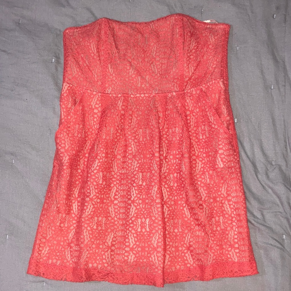Fossil orange lace strapless dress